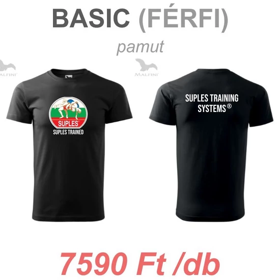 Férfi Pamut Póló - SUPLES mintával - fekete pólón