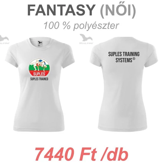 Női Technikai Póló - SUPLES mintával - fehér pólón