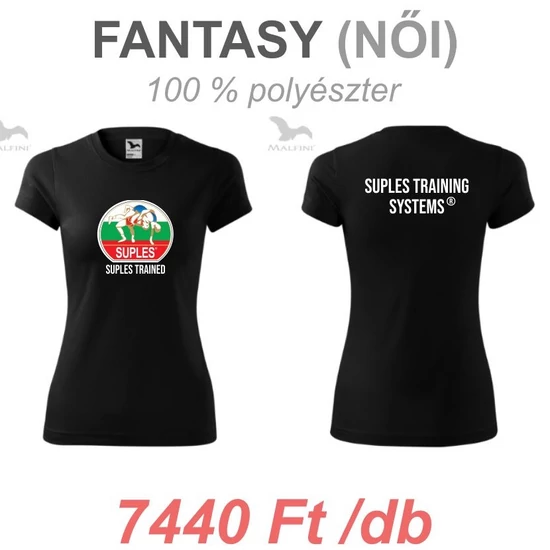 Női Technikai Póló - SUPLES mintával - fekete pólón