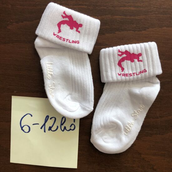 Baba zokni - rózsaszín új dobós mintával - fehér zoknin (6-12hó)