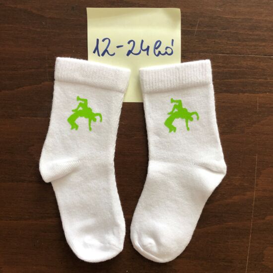 Baba zokni - zöld dobós mintával - fehér zoknin (12-24hó)