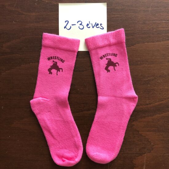 Baba zokni - bordó dobós mintával - rózsaszín zoknin (2-3 év)