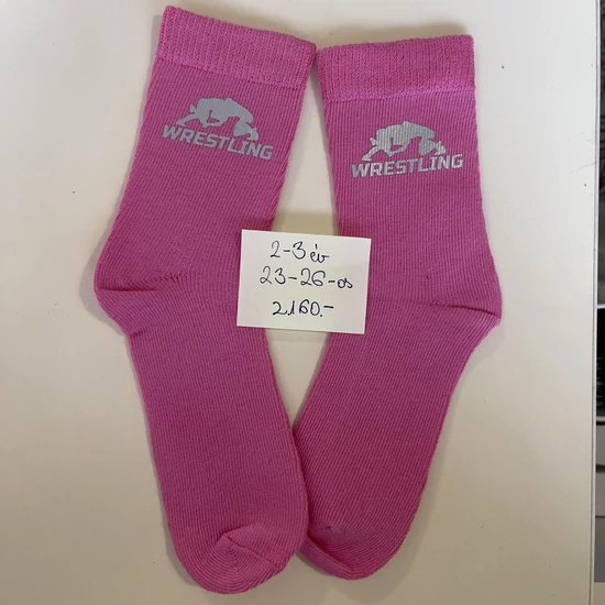 Baba zokni - ezüst összekapaszkodós mintával - rózsaszín zoknin (2-3 év)